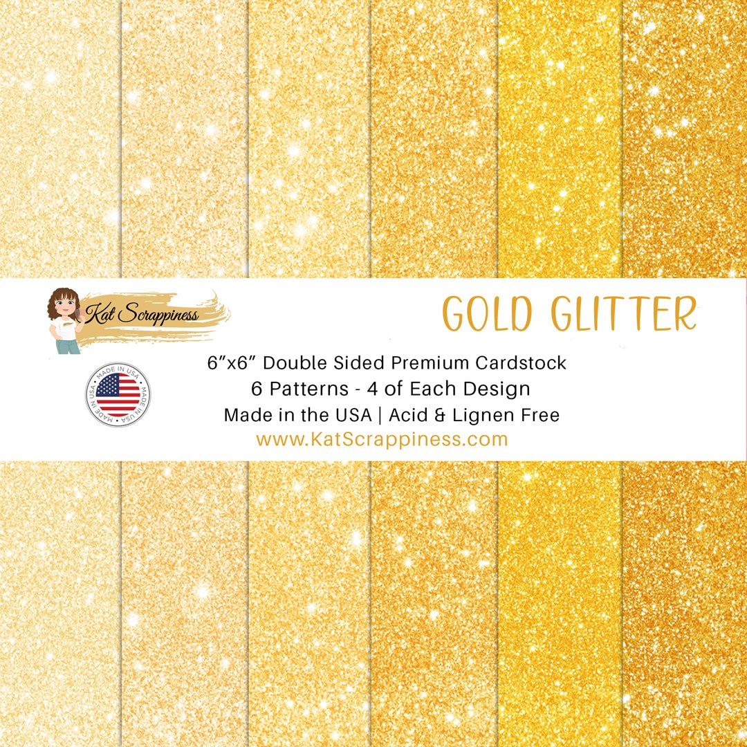 Gold Faux Glitter 6x6 Paper Pad - Kat Scrappiness